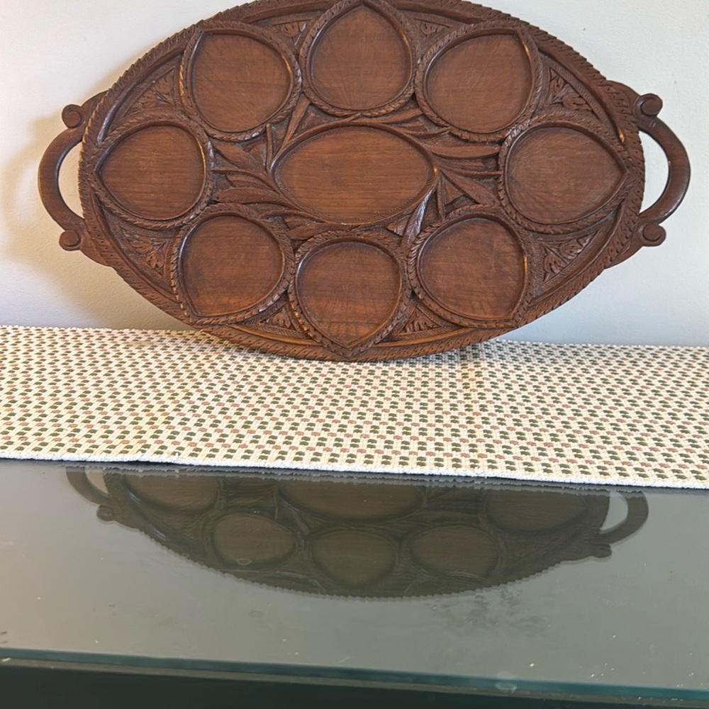 Handcrafted Oval Wooden Serving Tray